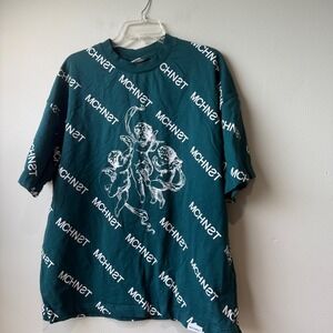 MACHINIST Graphic Print T-Shirt Dress‎ Angels Oversized Green Large